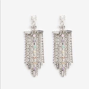 Multicolor Stone Metal Fringe Drop Earrings